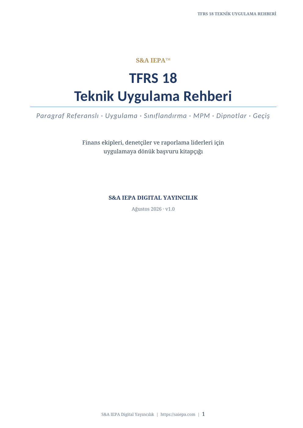 TFRS 18 Teknik Uygulama Rehberi kapağı